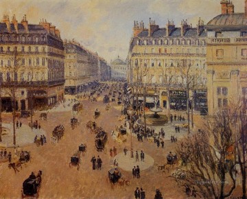 Place du Theatre Francais sol de tarde en invierno 1898 Camille Pissarro Pinturas al óleo